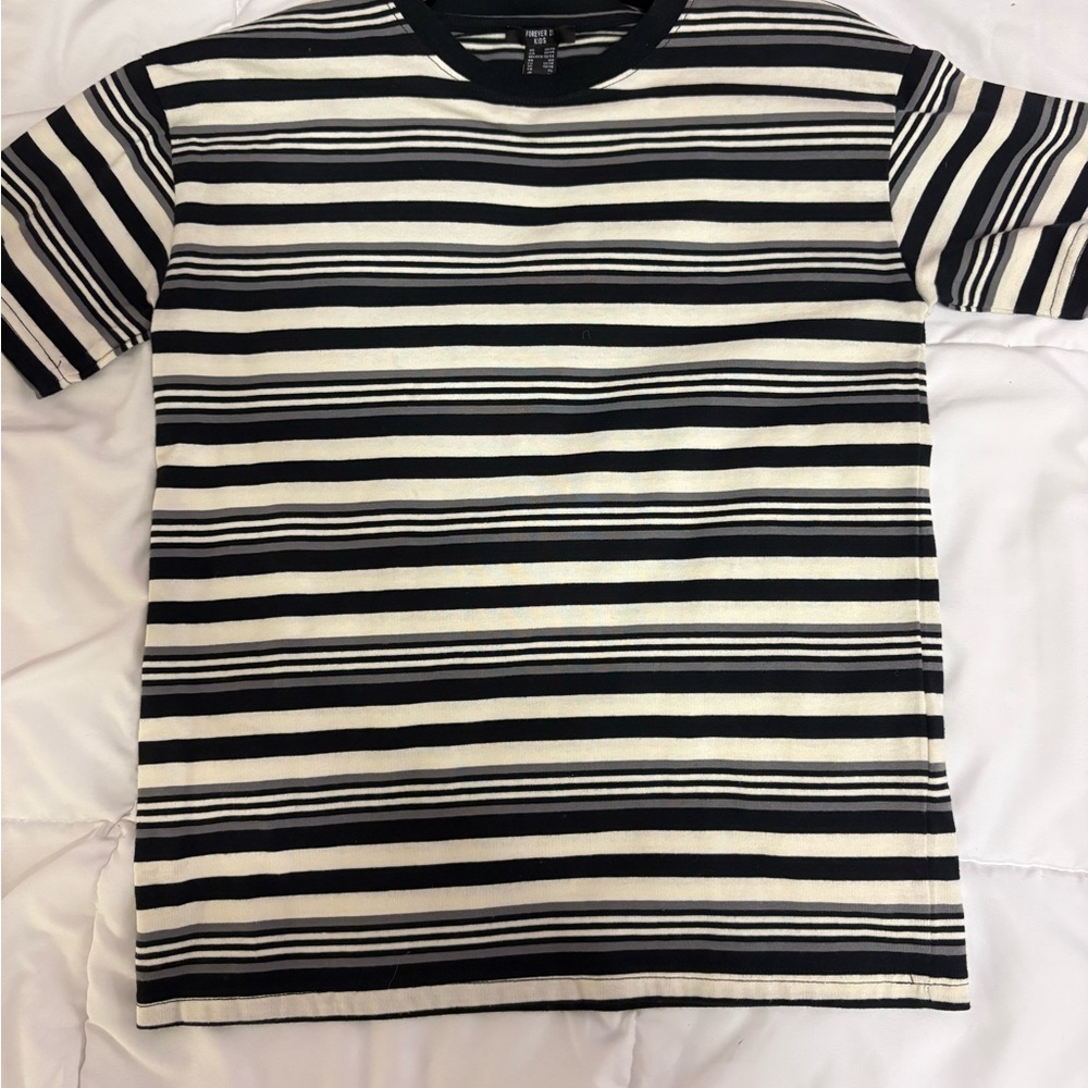 Forever 21 Black and White Striped Hoodie